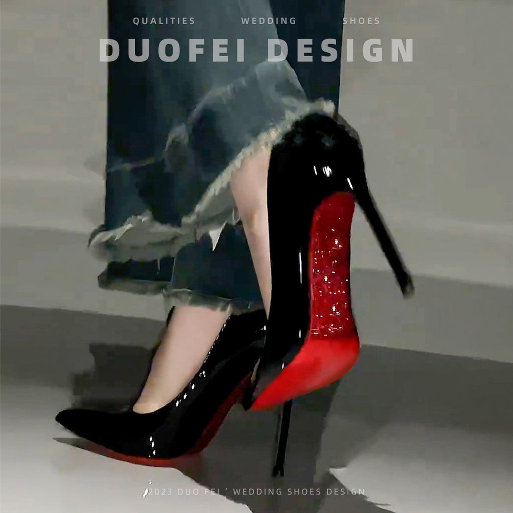 Red-Sole Pointed-Toe Stiletto Heels | Black & Nude