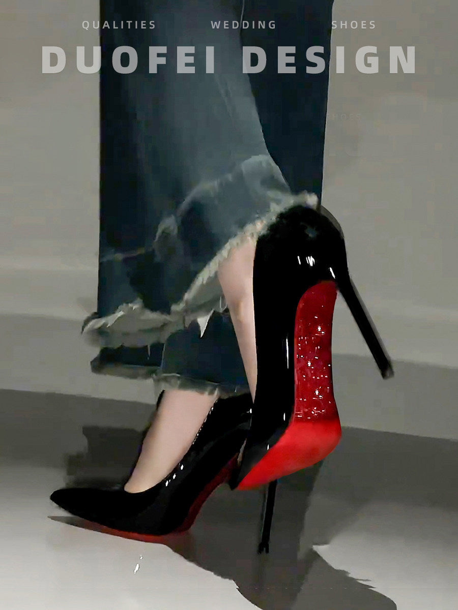 Red-Sole Pointed-Toe Stiletto Heels | Black & Nude